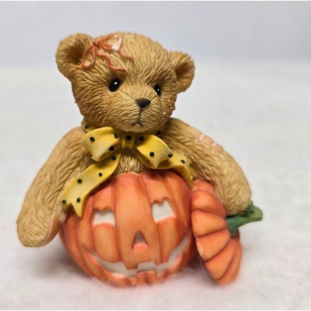 Vintage 2001 Cherished Teddies Leslie Pumpkin Bear Halloween Figurine 104665